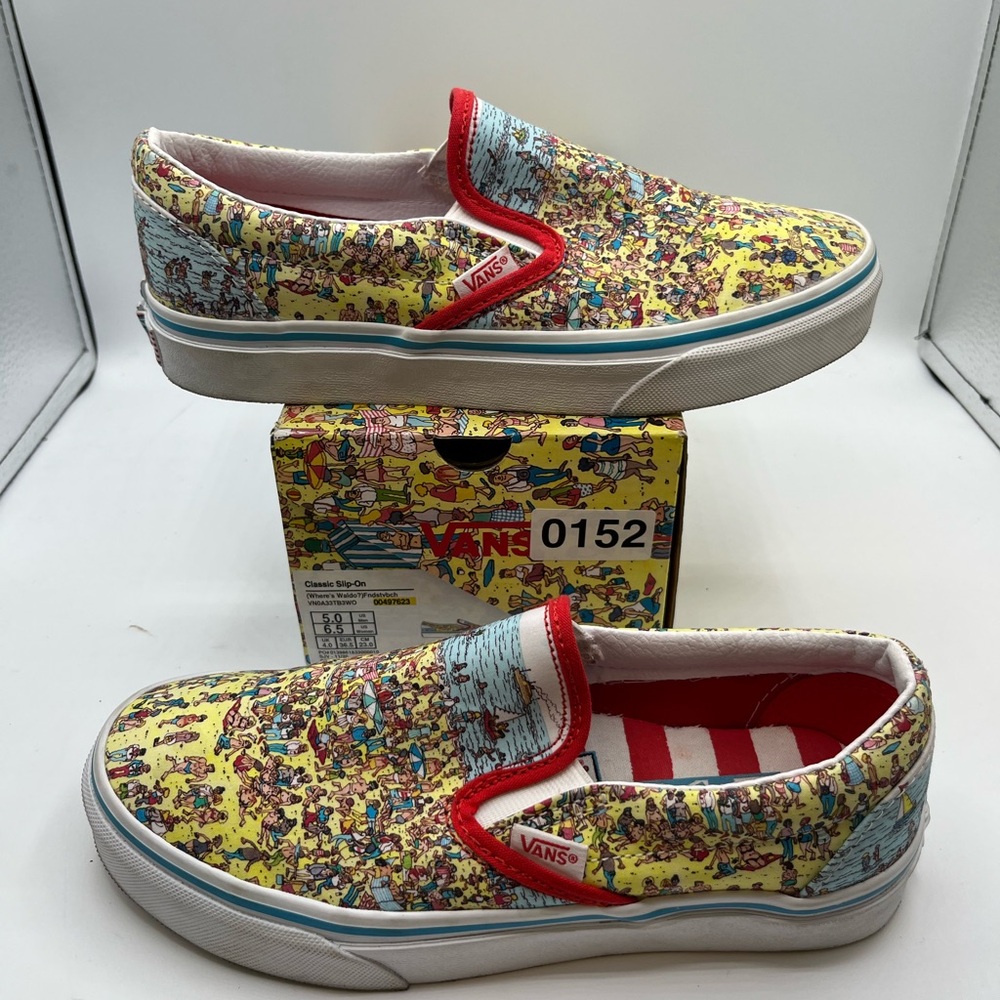 Vans Colorful Slip-On Sneakers where’s Waldo men’s size 5